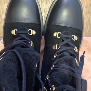 STUART WEITZMAN  Black Lace-Up Boots